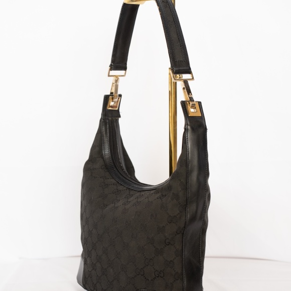Gucci Black Canvas Monogram Shoulder Bag - Picture 2 of 5